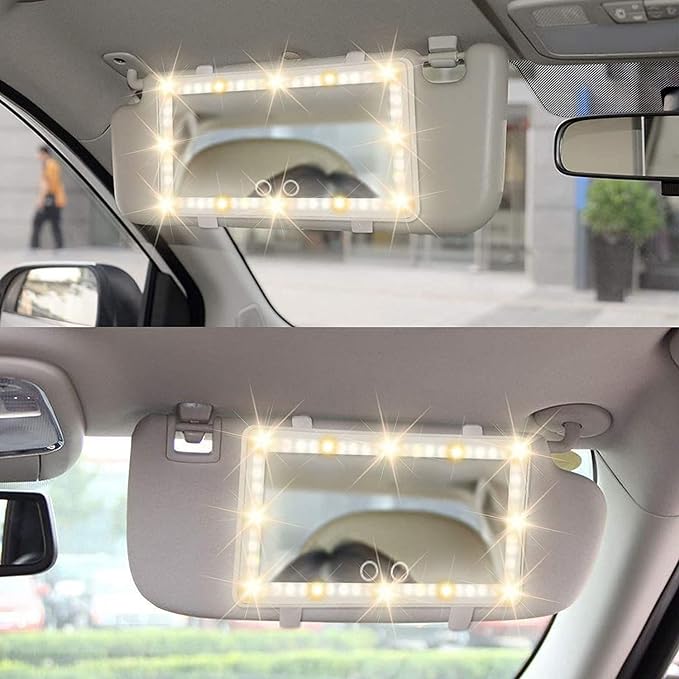 Rechargeable LED Car Vision Vanity Mirror: illuminate Your Makeup Routine On-the-Go