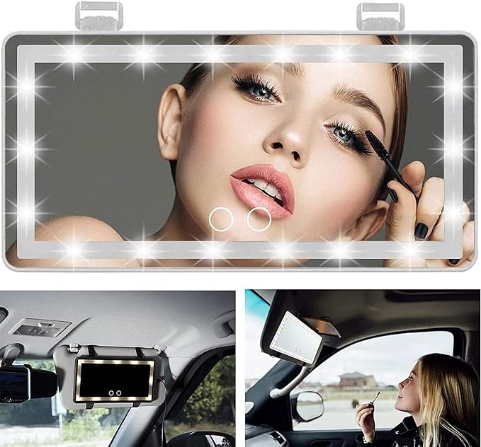 Rechargeable LED Car Vision Vanity Mirror: illuminate Your Makeup Routine On-the-Go