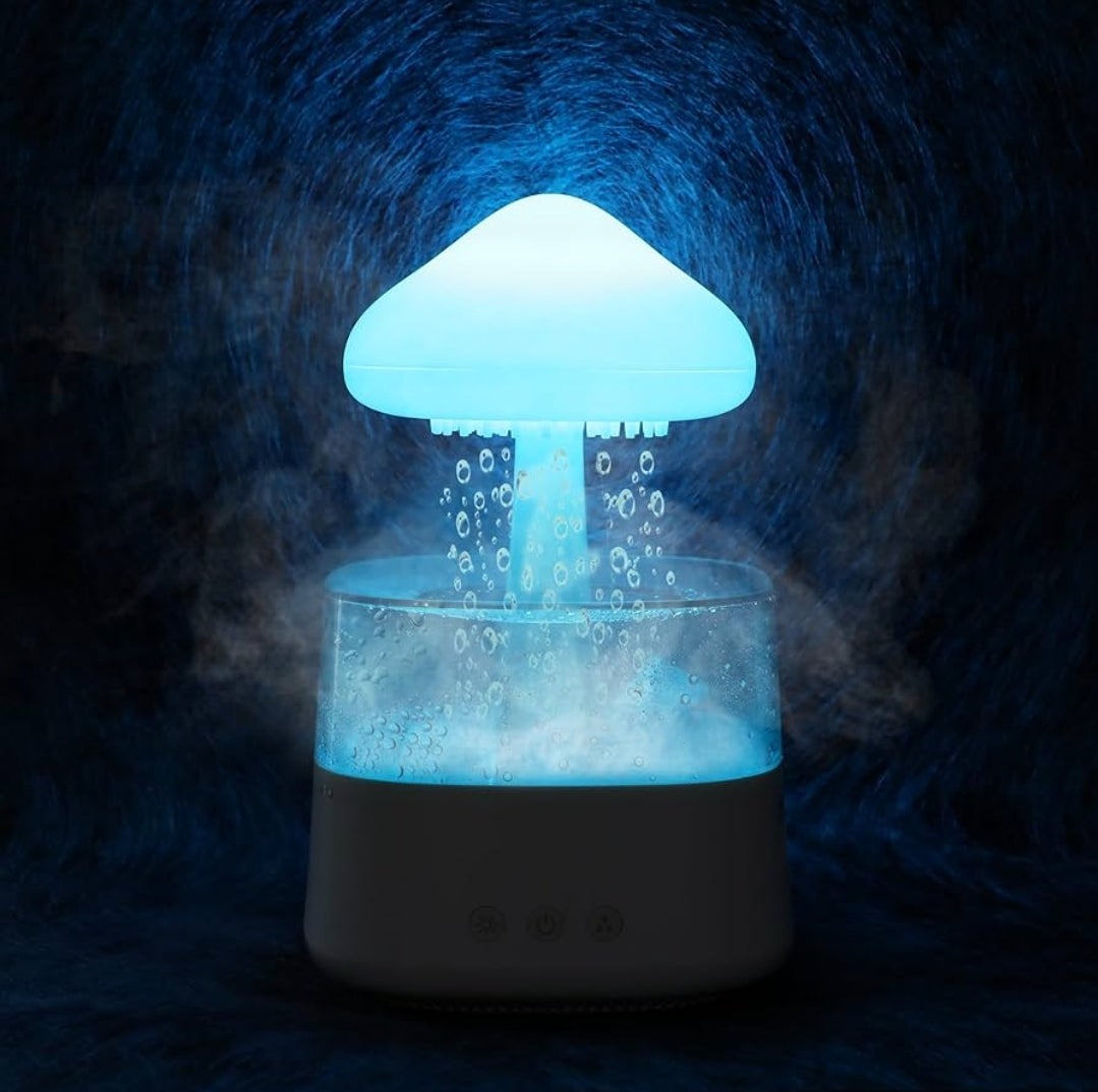 Cloud Rain Humidifier: Night Light & Aromatherapy Diffuser for Relaxing Sleep with Water Drop Sound