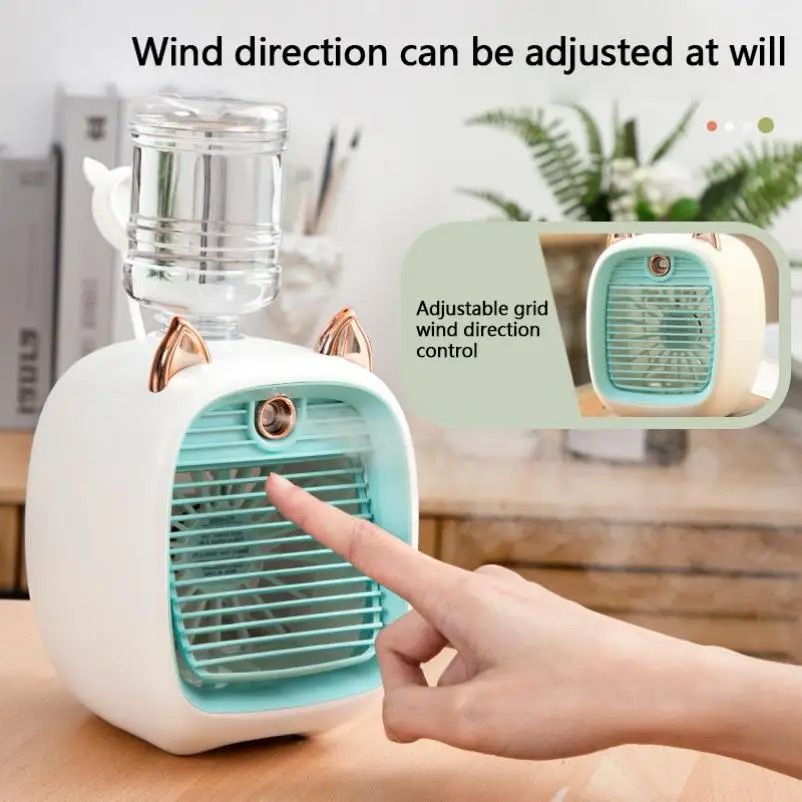 Mini Portable Mist Cooling Electric Fan: Rechargeable Evaporative Air Cooler & Humidifier for Home Bedroom