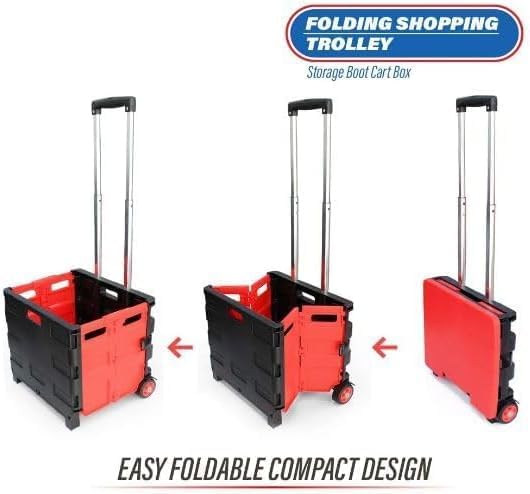 Multi Purpose Portable Shopping Trolley Cart with Wheels: 25kg Folding Cart for Grocery, Travel, Shopping & Camping